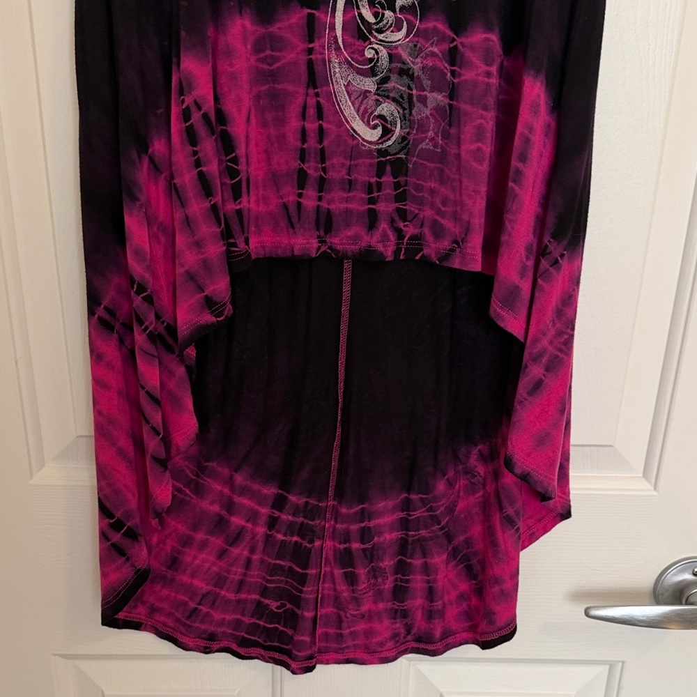 Vocal Black & Fuchsia High-Low Sleeveless Embellished Dress, XL - Picture 4 of 10